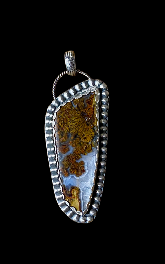 Moss Agate large sterling silver pendant.    $65