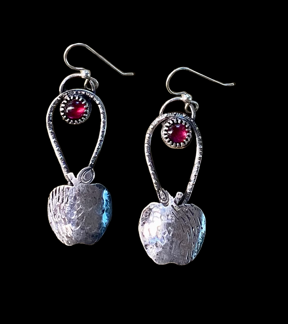 Garnet Apple  🍎 sterling silver earrings.   $40