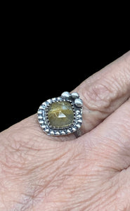 Gold Rutilated Quartz sterling silver ring SIZED TO ORDER   $50