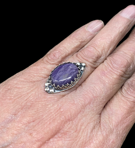 Russian Charoite sterling silver ring SIZED TO ORDER $50