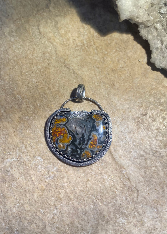 Turkish Agate sterling silver pendant.   $65