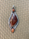 Crazy Lace Agate and Sunstone large sterling silver pendant.    $70