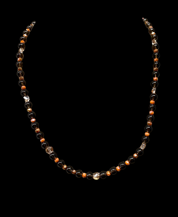 Smoky Quartz, Jasper and crystal 18” gemstone necklace.    $30