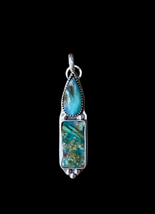 Chrysocolla and Blue Peruvian Opal sterling silver pendant.   $50