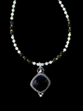 Onyx sterling silver pendant and matching gemstone necklace set.   $60