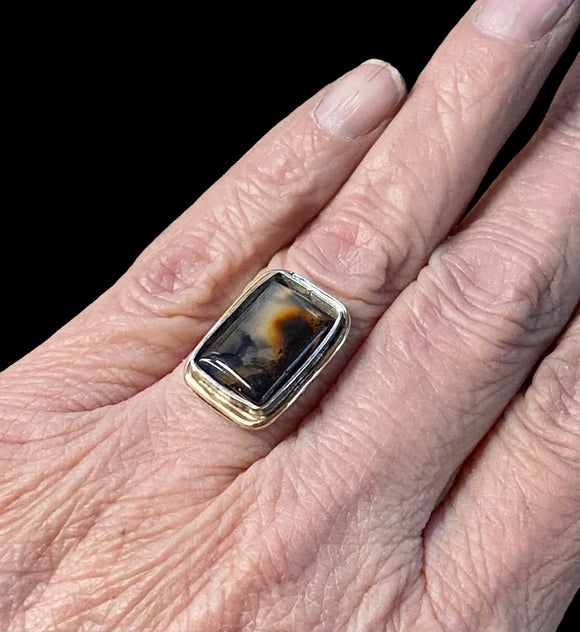 Montana Agate sterling silver and gold-filled ring SIZED TO ORDER.    $50