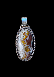 Moroccan Apple Valley Agate sterling silver pendant     $65
