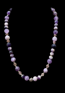 Chevron Amethyst, Crystal and sterling silver beaded necklace.   $55