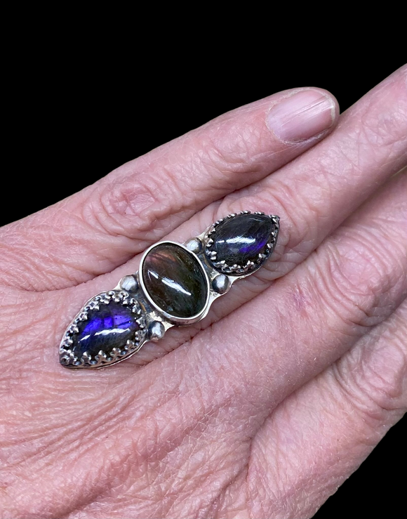 Purple Labradorite sterling silver ring SIZED TO ORDER.   $50
