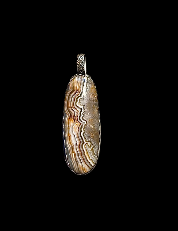 Crazy Lace Agate large sterling silver pendant    $65