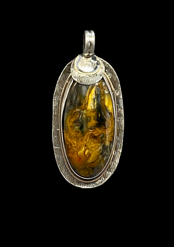 Golden Pietersite sterling silver and gold filled necklace      $70