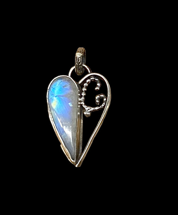 Rainbow Moonstone sterling silver heart 💙 pendant.  $50