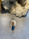 Apatite and Sunstone sterling silver pendant.    $55