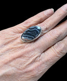 Tuxedo Agate sterling silver ring SIZED TO ORDER.  $50