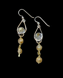 Golden Rutilated Quartz sterling silver and gold-filled earrings      $40