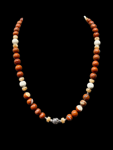 Jasper ,crystal and sterling silver beaded 20” necklace.     $50