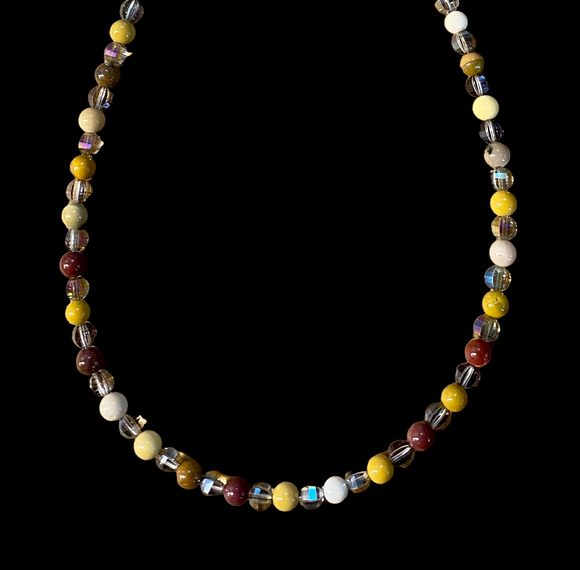 Mookite and Crystal 18” beaded necklace.  $30