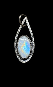Rainbow Moonstone sterling silver pendant.   $60