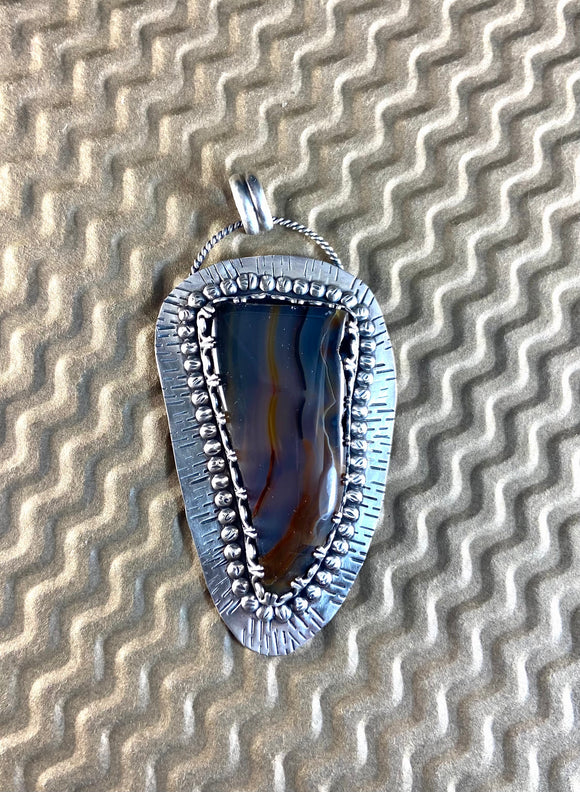 Turkish Agate sterling silver large pendant.   $65
