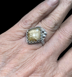Gold Rutilated Quartz sterling silver ring SIZED TO ORDER.    $50