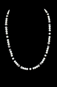 White Jade, Quartz and crystal gemstone beaded necklace.   $30