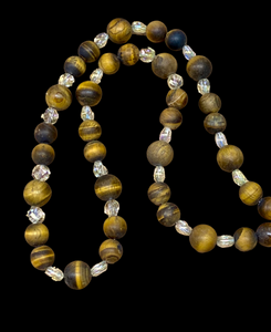 Tiger Eye and Crystal beaded gemstone necklace.    $35