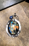 Multi color labradorite and Kyanite sterling silver pendant.    $70
