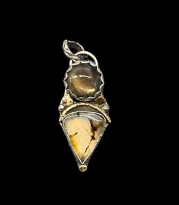 Montana Agate Sterling silver pendant with Gold-filled accents.  $55