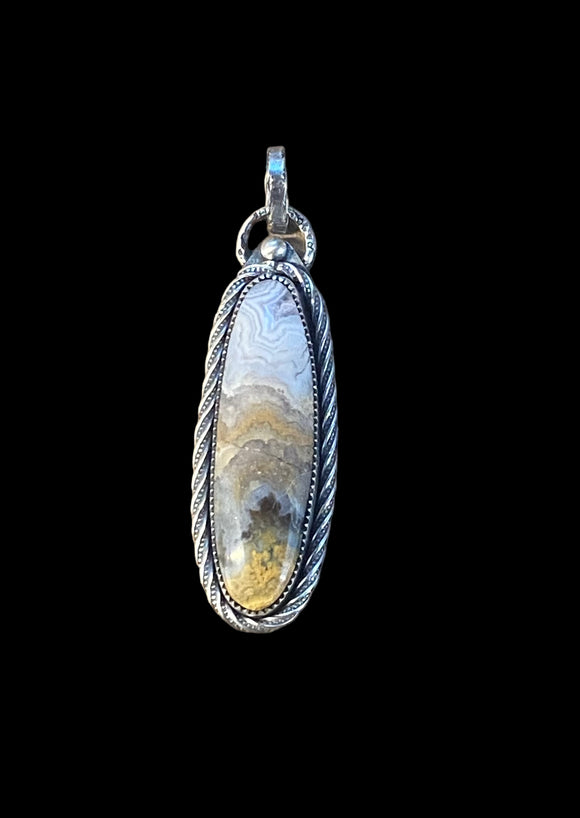 Prudent Man Agate sterling silver pendant.   $65