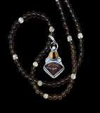 Carved smoky Quartz and Montana Agate sterling silver pendant and matching necklace set.     $65