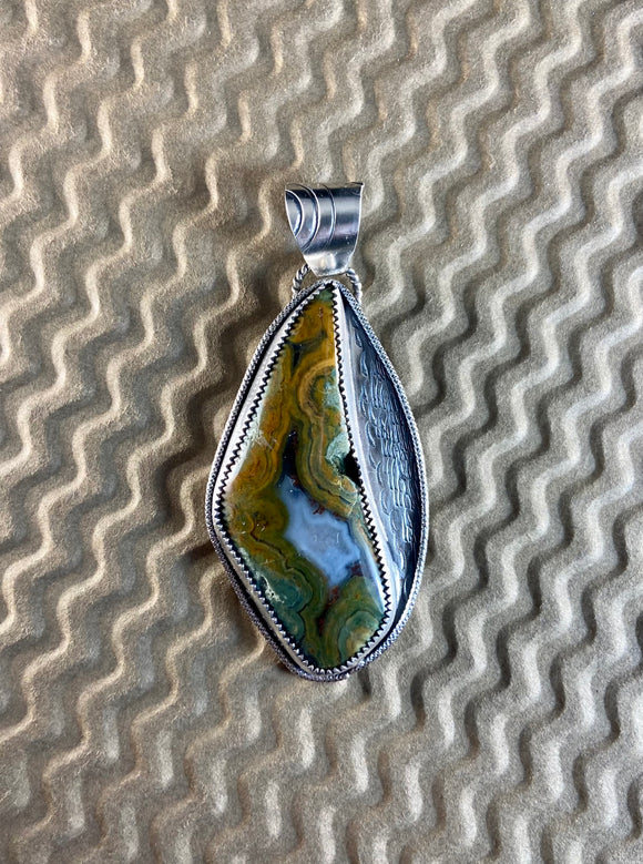 Orpheus Agate sterling silver pendant $70