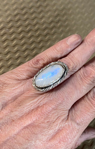 Moonstone sterling silver ring SIZED TO ORDER.  $50