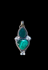 Malachite and green onyx sterling silver pendant  $60