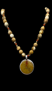 Sagenite sterling silver pendant and picture Jasper long necklace set.     $80