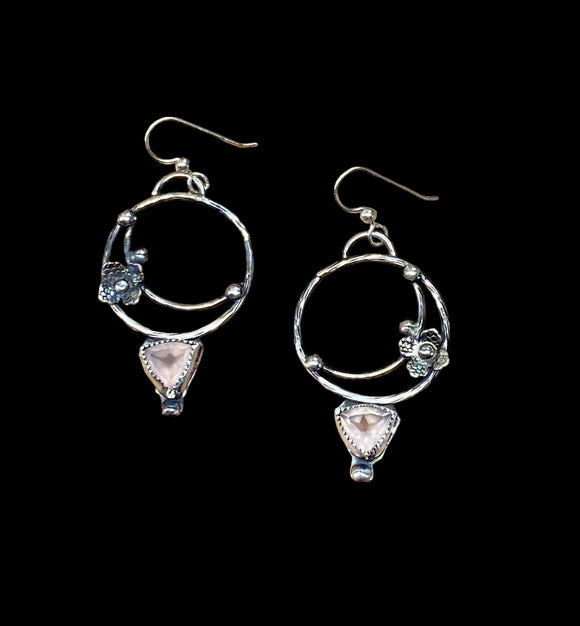 Rose quartz sterling silver earrings.    $50