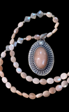 Peach Moonstone large sterling matching Moonstone necklace set       $70