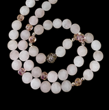 Rose Quartz , Crystal and Sterling Silver beaded necklace     $55