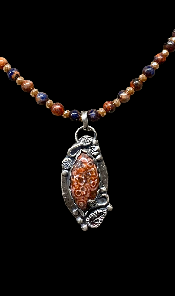 River Jasper and Garnet sterling silver pendant and matching gemstone necklace.      $70