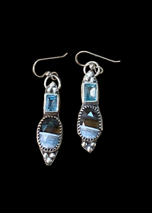 Blue Opal and Topaz sterling silver earrings.    $50