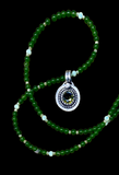 Green Zircon sterling silver pendant and matching gemstone necklace set.     $65