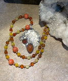 Carnelian sterling silver pendant and multi gemstone necklace.  $60