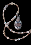 Carved Grey Moonstone sterling silver pendant and matching  necklace set.    $75